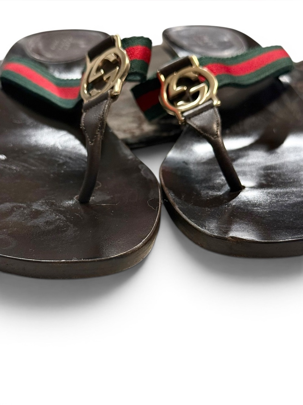 Y2K Gucci web stripe kitten heel thong sandal - Tom Ford era - Picture 7 of 16